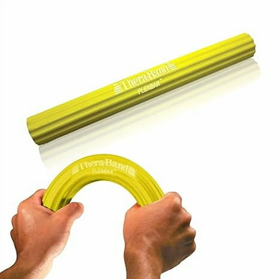THERABAND FlexBar, Yellow, Extra Light Thickness, 6 LBS Resistance, Wrist and Tennis Elbow Relief