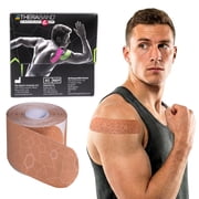 THERABAND Kinesiology Tape, Waterproof Physio Tape for Muscle & Joint Support, Standard Roll with XactStretch Application Indicators, 2" X 10" Strips, 20 Precut Strips, Beige/Beige