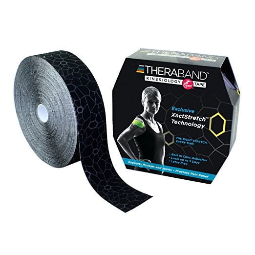 Theraband Kinesiology Tape Bulk Roll with Print, Black/Gray, 2" X 103.3