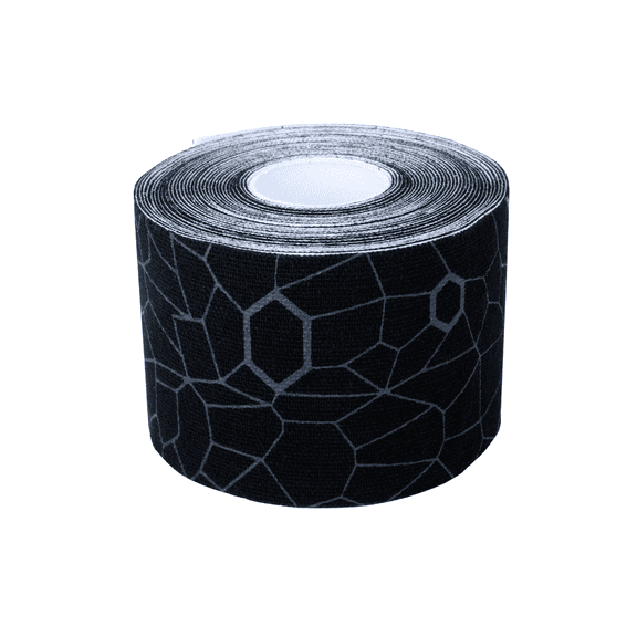 THERABAND Kinesiology Tape, Black/Gray, 1 Roll, with XactStretch Indicators, Long-Lasting Athletic Support for Shoulder & Knee, Latex-Free Sports Tape, Water Resistant, Cut-to-Length