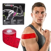THERABAND Kinesiology Tape with XactStretch Application Indicators, 2 Inch x 16.4 Foot Roll, Hot Red/Black