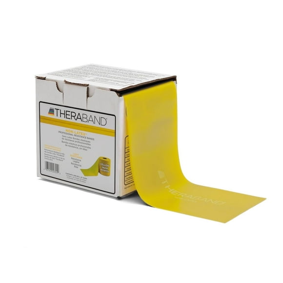 THERABAND Resistance Band, 25 yd Roll, Yellow, Thin Thickness, 3 lbs Resistance, Level 2, Non-Latex