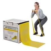 شريط مقاومة THERABAND أصفر، لفة خفيفة بطول 25 ياردة، شريط تمرين مرن خالٍ من اللاتكس للعلاج الطبيعي واليوجا والبيلاتس والتمدد والتمارين المنزلية والقطع حسب الطول ومستويات المقاومة المرمزة بالألوان