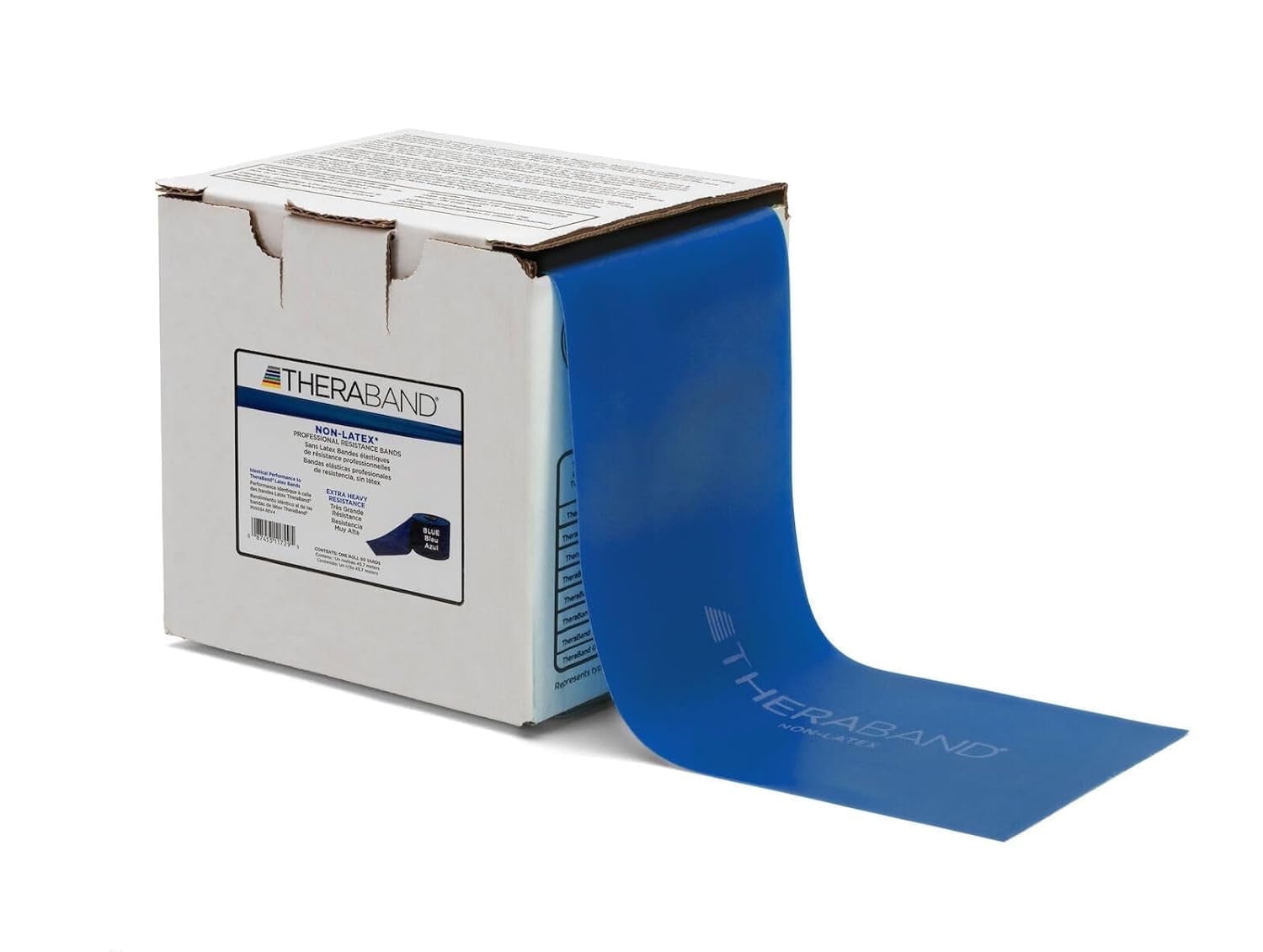 THERABAND Resistance Band 50 YD Roll Blue Extra Heavy Thickness 5.8 LBS Resistance Level 5 Non Latex
