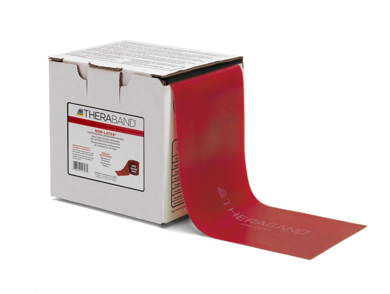THERABAND Resistance Band 50 YD Roll Medium Red Beginner Level 3 Non Latex Profession Elastic Bands Upper and Lower Body Exercises Physical Therapy Rehab Core Exercises Walmart Business Supplies