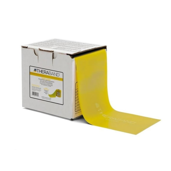THERABAND Resistance Band, 50 yd Roll, Yellow, Thin Thickness, 3 lbs Resistance, Level 2, Non-Latex