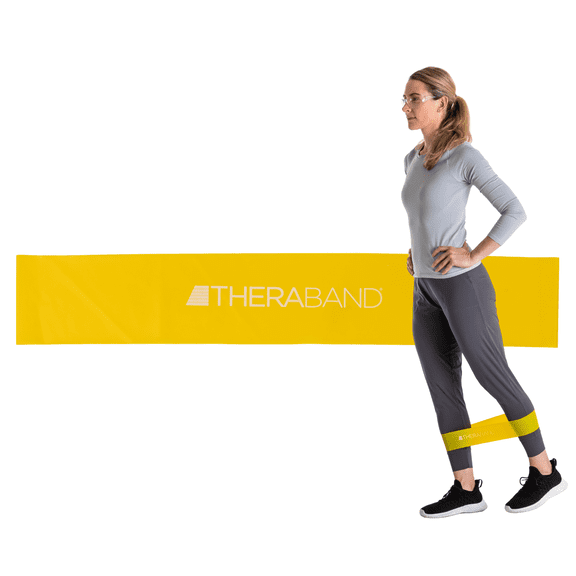 THERABAND Resistance Band Loop, 18 IN, Light, Yellow, Thin, Beginner Level 1, Pilates, Yoga, Stretching, Physical Therapy, Strength Training, Professional Resistance Band, Continuous Loop
