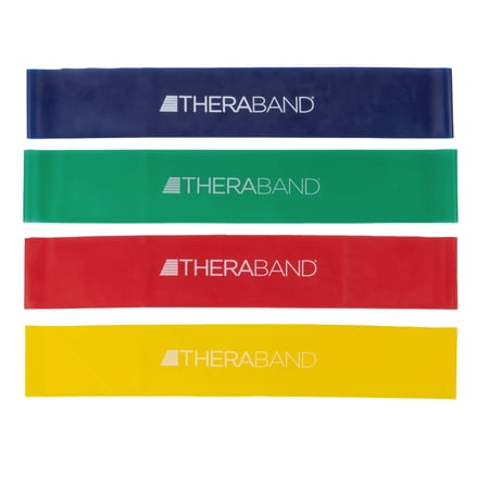 THERABAND Resistance Band Loop Set, 18" Workout Bands for Strength Training, Stretching & Physical Therapy, Set of 4 Color-Coded Exercise Bands with Varying Resistance Levels, Portable & Durable