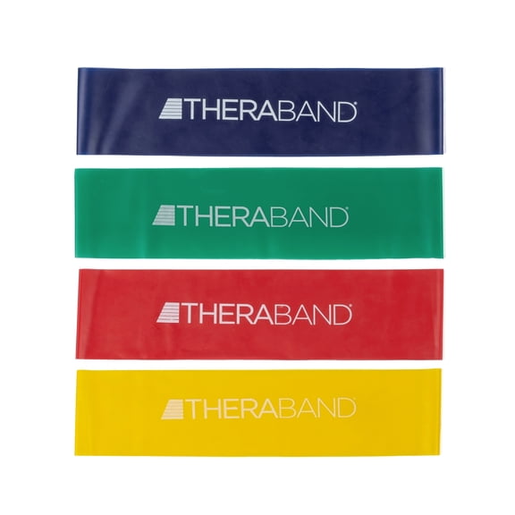 THERABAND Resistance Band Loop Set, 12" Workout Bands for Strength Training, Stretching & Physical Therapy, Set of 4 Color-Coded Exercise Bands with Varying Resistance Levels, Portable & Durable