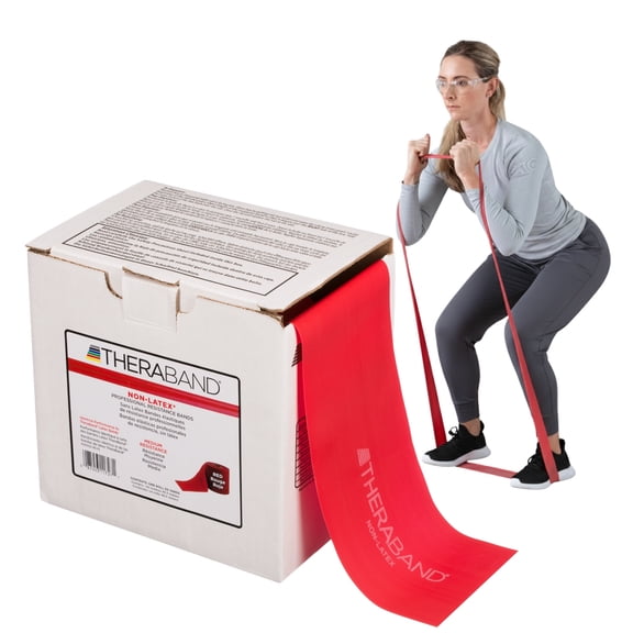 THERABAND Resistance Band, Red, Medium, 50-Yard Roll, Latex-Free, Elastic Band for Exercise, Physical Therapy, Yoga, Pilates, Stretching, Home Workouts, Cut-to-Length, Color-Coded Levels