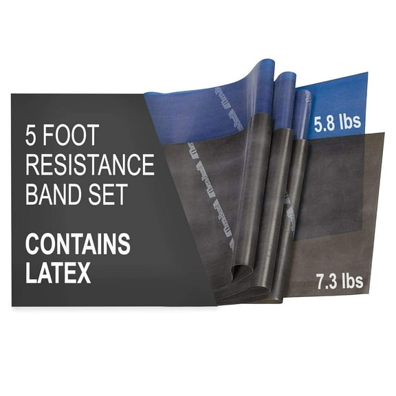 THERABAND Resistance Band Set, 5 ft, Advanced, Blue/Black, 2 Pack, Strength Training