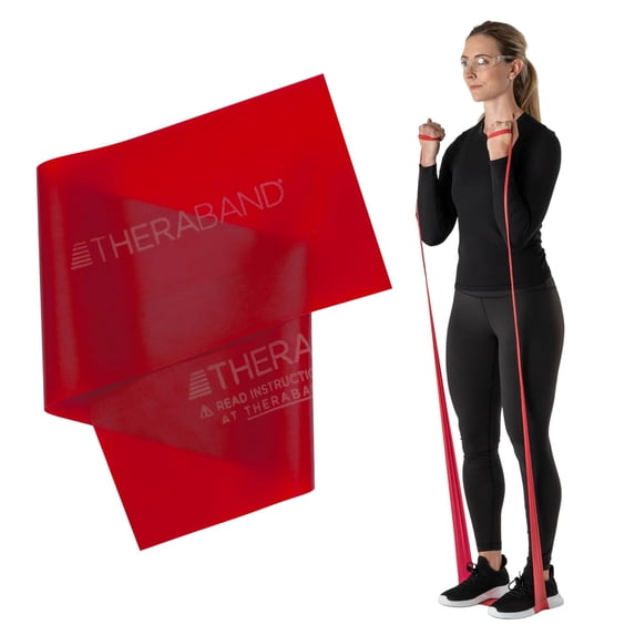 THERABAND Resistance Bands, 5 FT, Red, Medium Thickness, 3.7 LBS Resistance, Level 3