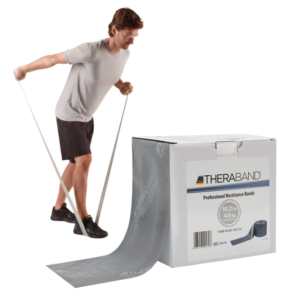 THERABAND Resistance Band, Silver, Super Heavy, 50-Yard Roll, Elastic Band for Strength Training, Stretching, Yoga, Pilates, Physical Therapy, Portable & Cut-to-Length, Color-Coded Levels