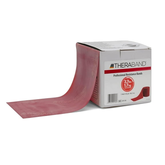 THERABAND Resistance Bands, 50 yd, Red, Medium Thickness, 3.7 lbs Resistance, Level 3