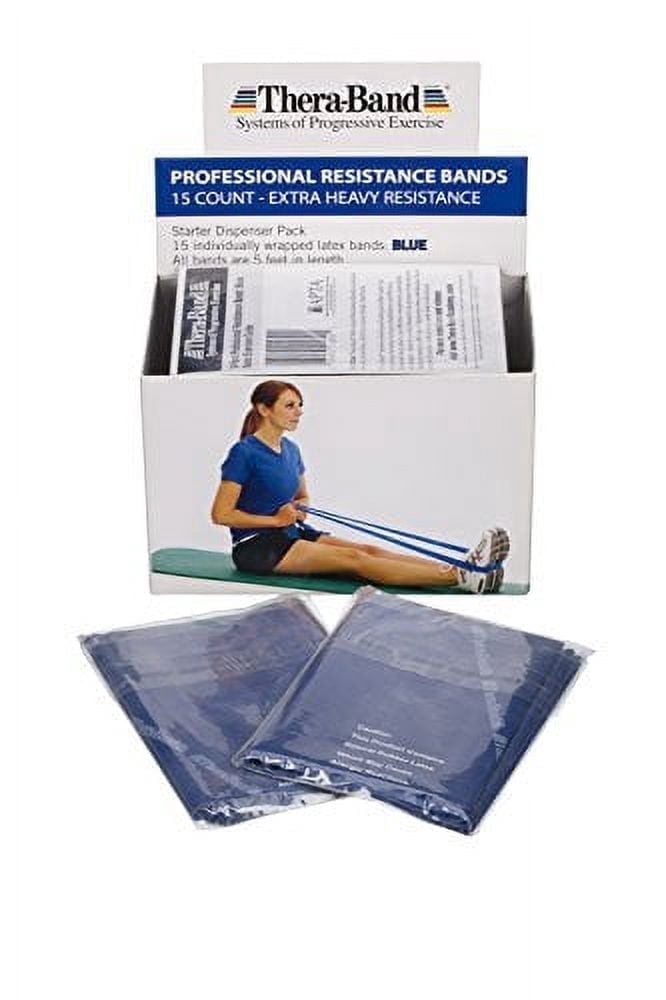 THERABAND Resistance Bands, Level 5, Extra Heavy Blue, 5.8 lbs Resistance, 5 Foot, 15 Count