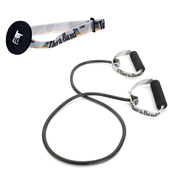 THERABAND Resistance Tube, Professional, Latex, Soft Handles, Level 6, Black, Special Heavy, 7.3 lbs Resistance, 48 Inch