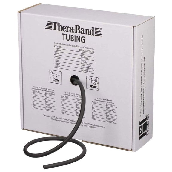 THERABAND Resistance Tubes, 100 ft, Black, Special Heavy Thickness, 7.3 lbs Resistance, Level 6