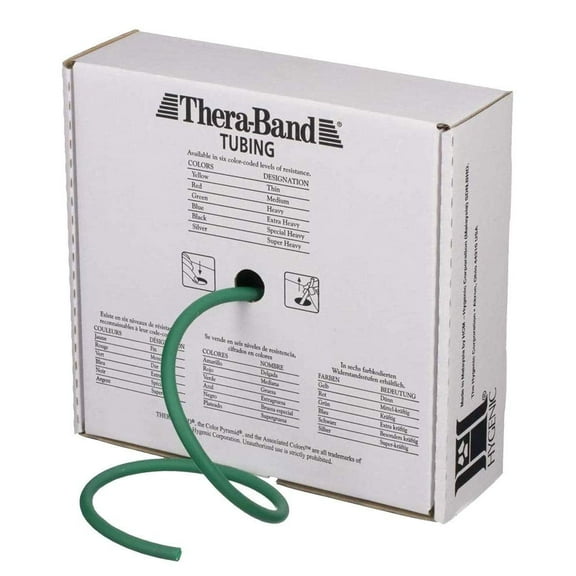 THERABAND Resistance Tubes, 100 ft, Green, Heavy Thickness, 4.6 lbs Resistance, Level 4