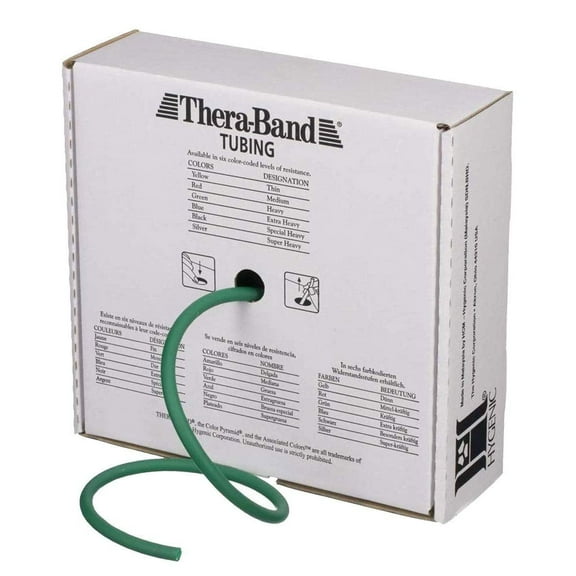 THERABAND Resistance Tubes, 100 ft, Green, Heavy Thickness, 4.6 lbs Resistance, Level 4