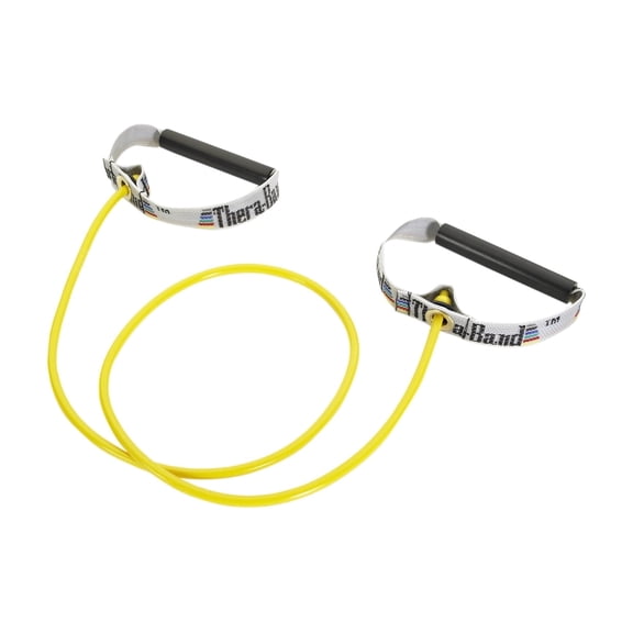 THERABAND Resistance Tubes, Hard Handles, Level 2, Yellow, 3 lbs Resistance, 48 Inch
