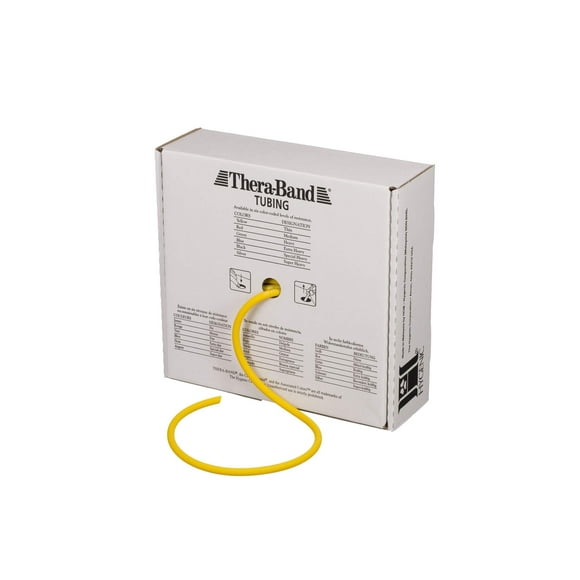 THERABAND Resistance Tubes, Level 2, Thin Yellow, 3 lbs Resistance, 100 Foot, 1 Pack