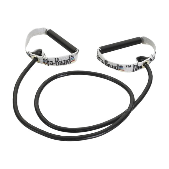 THERABAND Resistance Tubing, Hard Handles, 50 IN, Black, Special Heavy Thickness, 7.3 LBS Resistance, Level 6