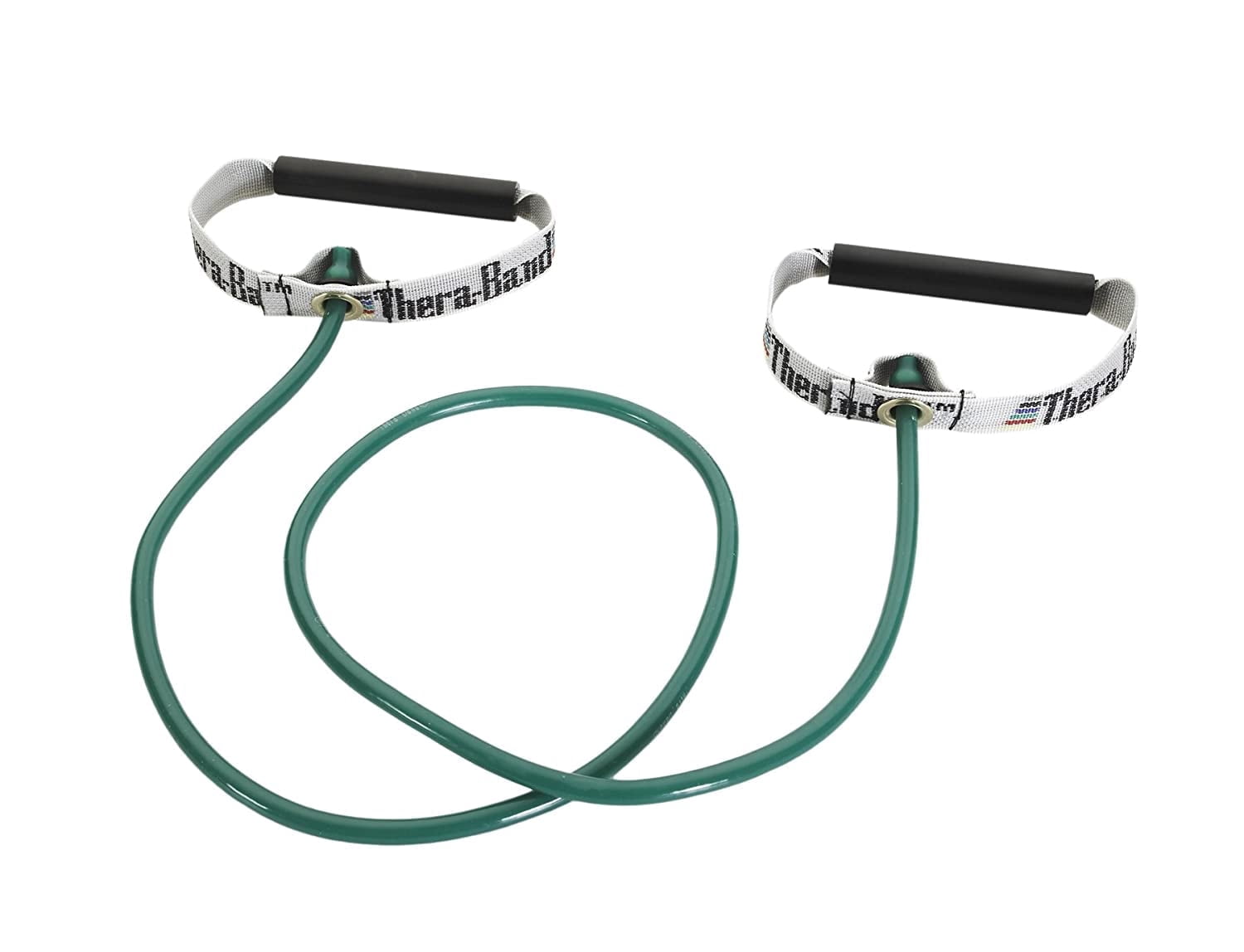 THERABAND Resistance Tubing, Hard PVC Handles, 48 IN, Green, Heavy Thickness, 4.6 LBS Resistance, Level 4