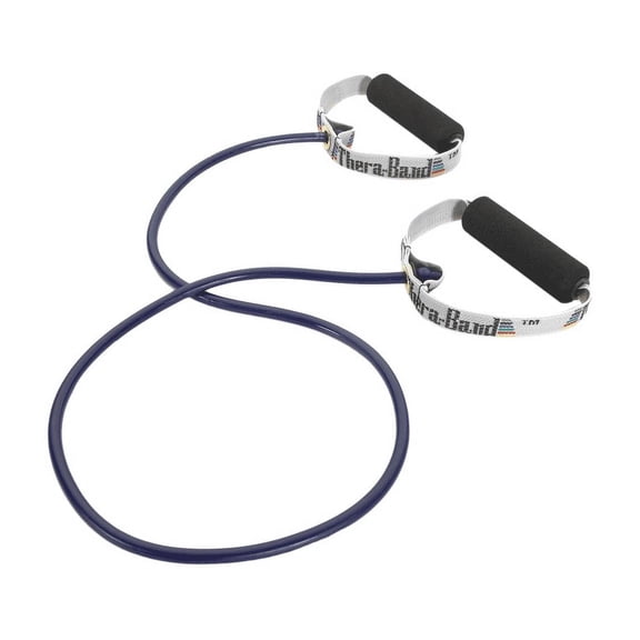 THERABAND Resistance Tubing, Soft Grip Handles, 48 IN, Blue, Extra Heavy Thickness, 5.8 LBS Resistance, Level 5