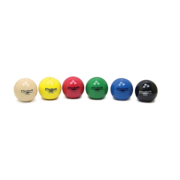 THERABAND Soft Weight Set of 6, 4.5" Ball-Shaped Isotonic Exercise Balls for Physical Therapy, Weighted Ball Set for Pilates, Shoulder Strength & Rehab, Color-Coded, Portable & Easy to Grip