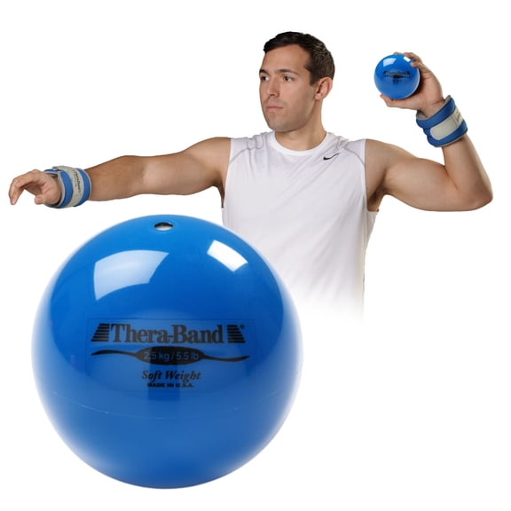 THERABAND Soft Weight 5.5 Lb, 4.5" Ball-Shaped Isotonic Exercise Balls for Physical Therapy, Weighted Ball Set for Pilates, Shoulder Strength & Rehab, Color-Coded, Portable & Easy to Grip