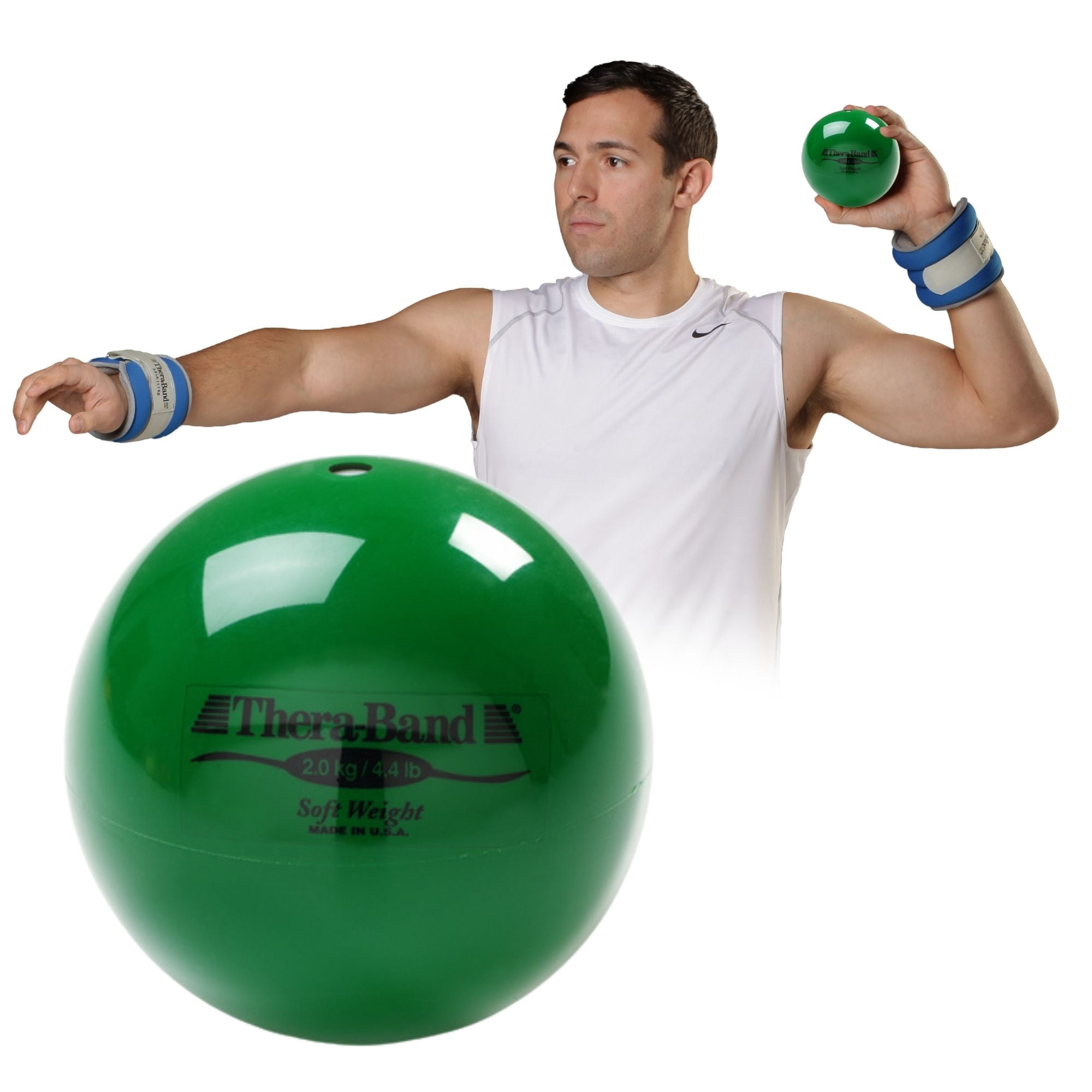 THERABAND Soft Weight 4.4 Lb, 4.5" Ball-Shaped Isotonic Exercise Balls for Physical Therapy, Weighted Ball Set for Pilates, Shoulder Strength & Rehab, Color-Coded, Portable & Easy to Grip