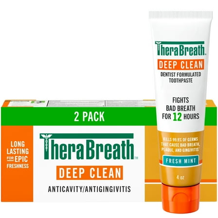 TheraBreath Deep Clean Toothpaste, Anticavity & Gingivitis Protection, Fresh Mint, 4 oz