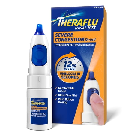 Theraflu Severe Congestion Relief Nasal Mist, Ultra-Fine Mist, 0.34 Fl Oz