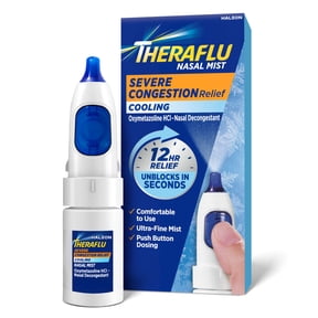 Theraflu Severe Congestion Relief Nasal Mist + Cooling, Ultra-Fine Mist, 0.34 Fl Oz
