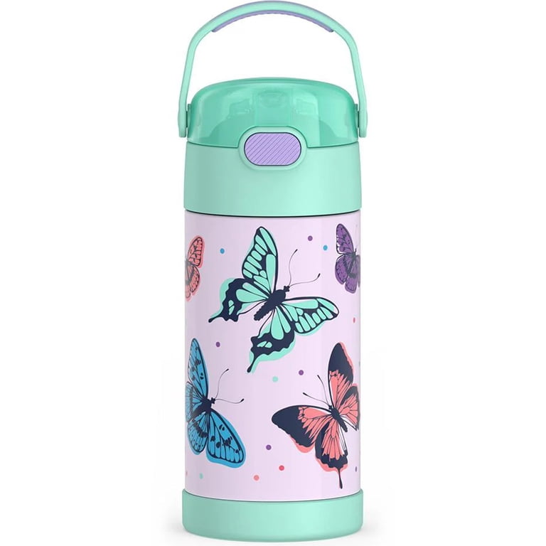 Thermos FUNTAINER 12 oz Kids Stainless Steel Vacuum Insulated Straw Bottle,  Butterfly Frenzy - Walmart.com