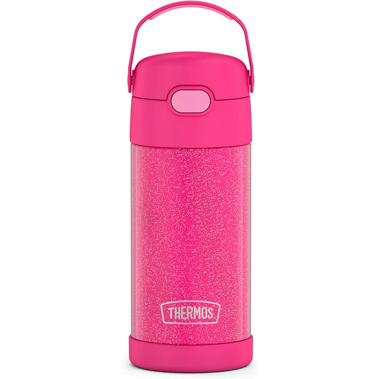 THERMOS FUNTAINER 12 Ounce Stainless Steel Vacuum Insulated  Kids Straw Bottle, Pink Glitter: Home & Kitchen