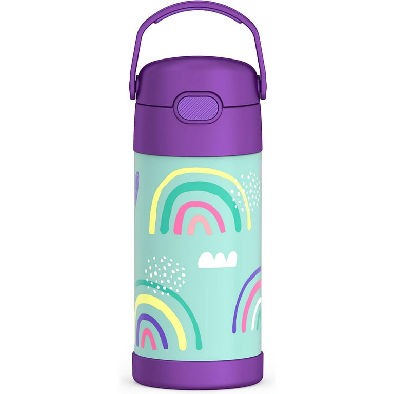  THERMOS FUNTAINER 12 Ounce Stainless Steel Vacuum Insulated Kids  Straw Bottle, Rainbows: Home & Kitchen
