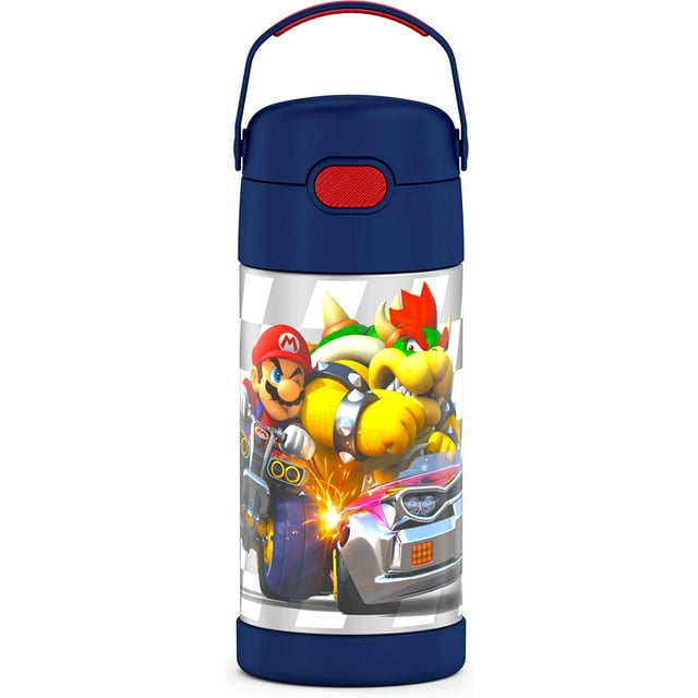 THERMOS FUNTAINER 12 Ounce Vacuum Insulated Kids Straw Bottle, Super