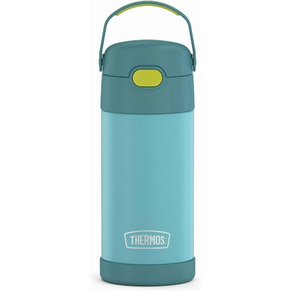 THERMOS FUNTAINER Water Bottle with Straw - 12 Ounce - Kids Stainless Steel Vacuum Insulated Water Bottle with Lid, Blue/Green