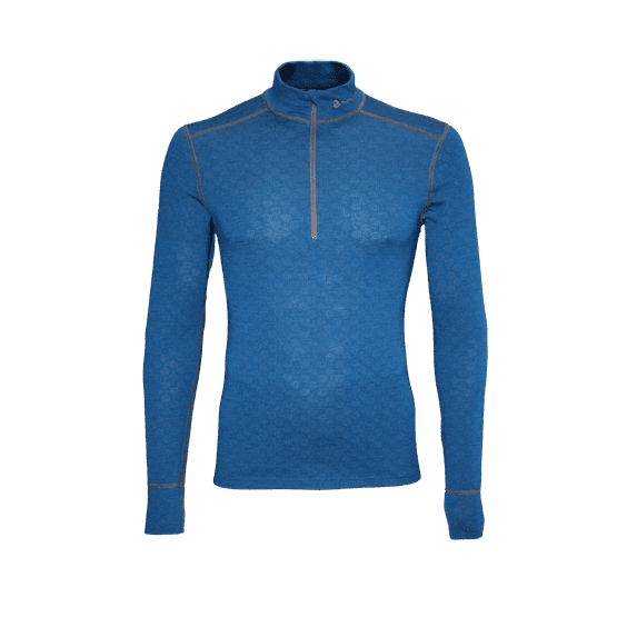 THERMOWAVE - MERINO XTREME / Mens Merino Wool Thermal Shirt / DARK SEA + ZIP - Large