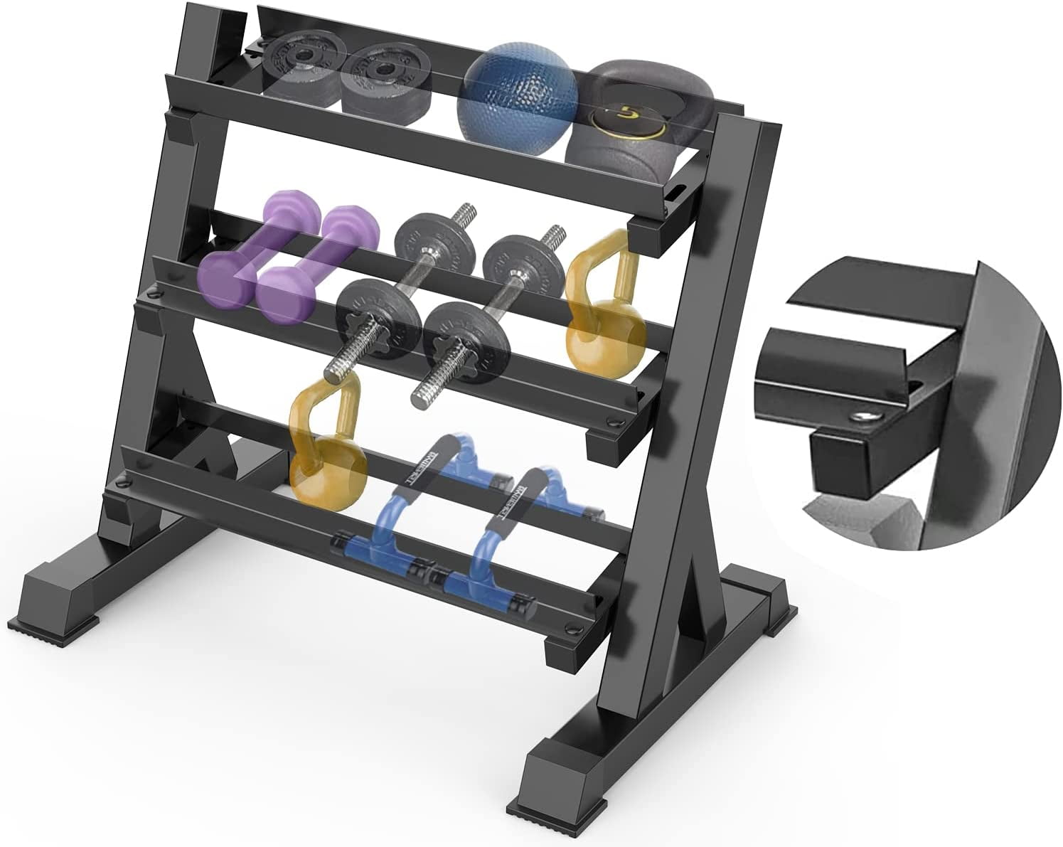 3 Tier Dumbbell/Kettlebell Rack - Universal Storage