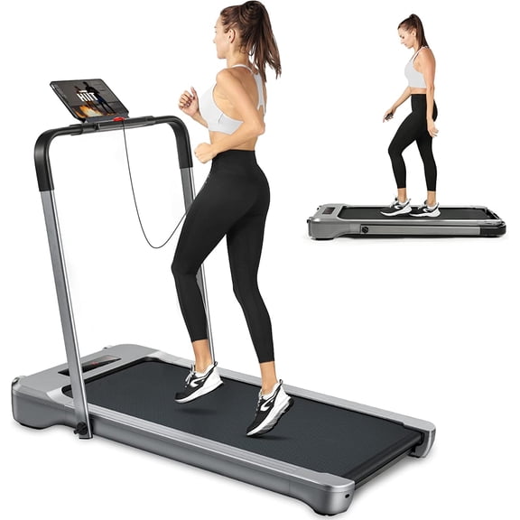 THERUN Electric Walking Desk Exercise Treadmill, Black and Gray, 265 lb