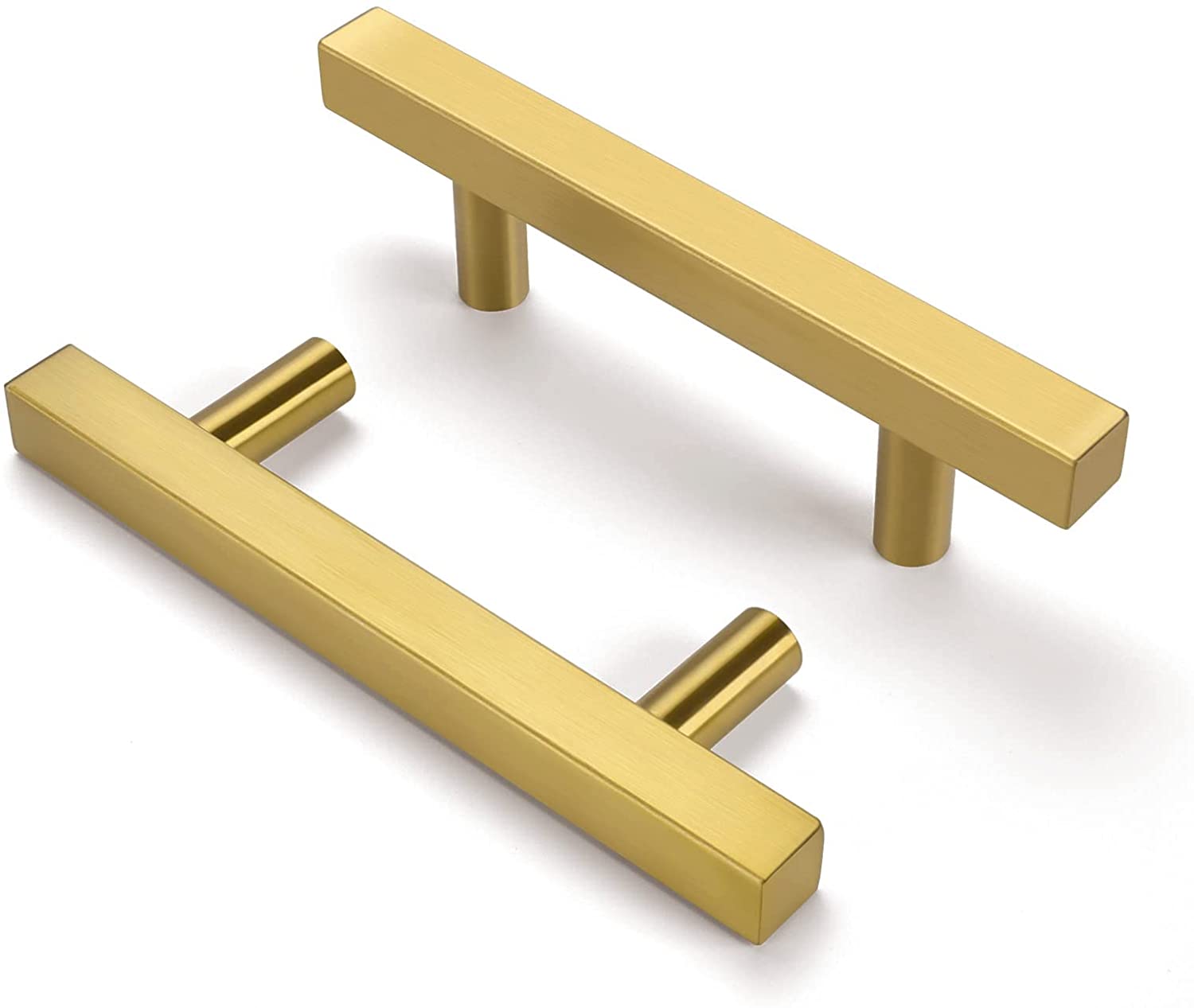 THESG-12 Pack 3in Cabinet Handles Brushed Gold Drawer Pulls Brass ...