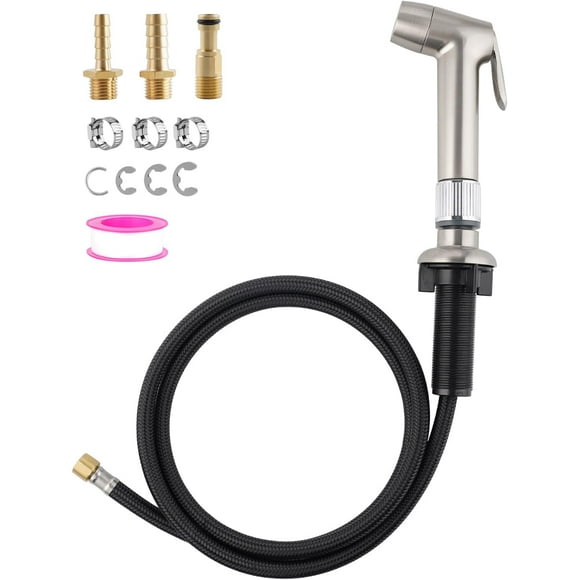 THESG-2 Function Kitchen Sink Side Sprayer with Water Flow Restrictor Compatible with Moen Faucet Sprayer Replacement, Kitchen Faucet Sprayer Attachment with Water Hose, Brushed Nickel