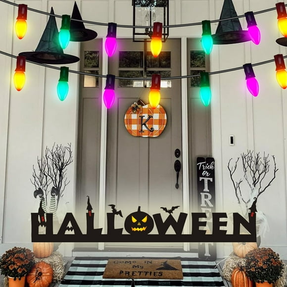 THESG-C7 Halloween String Lights 25FT, Vintage Outdoor Lights with 27 Tri-Color LED Bulbs (2 Spare Bulbs), UL Listed Waterproof Halloween Christmas String Lights for Patio Garden Festival Holiday Dec
