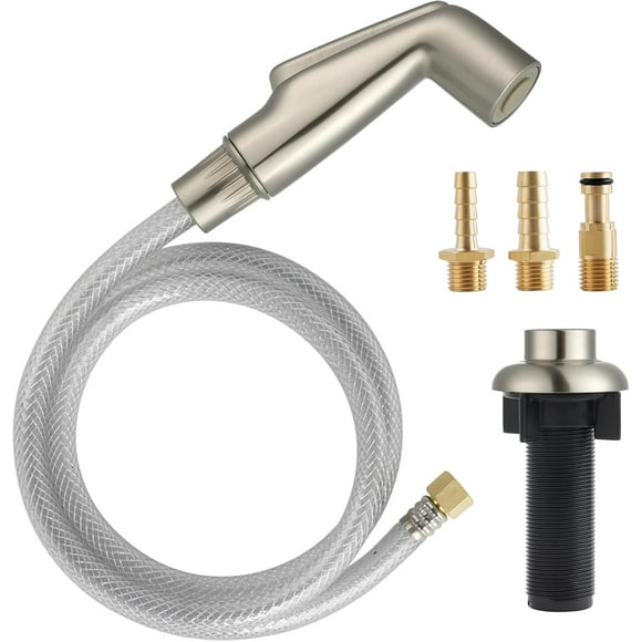 THESG-Kitchen Sink Spray Attachment/Hose/Holder Set Compatible with Moen/Delta Faucet, Kitchen Side Sprayer, Kitchen Sink Faucet Sprayer Replacement, Brushed Nickel