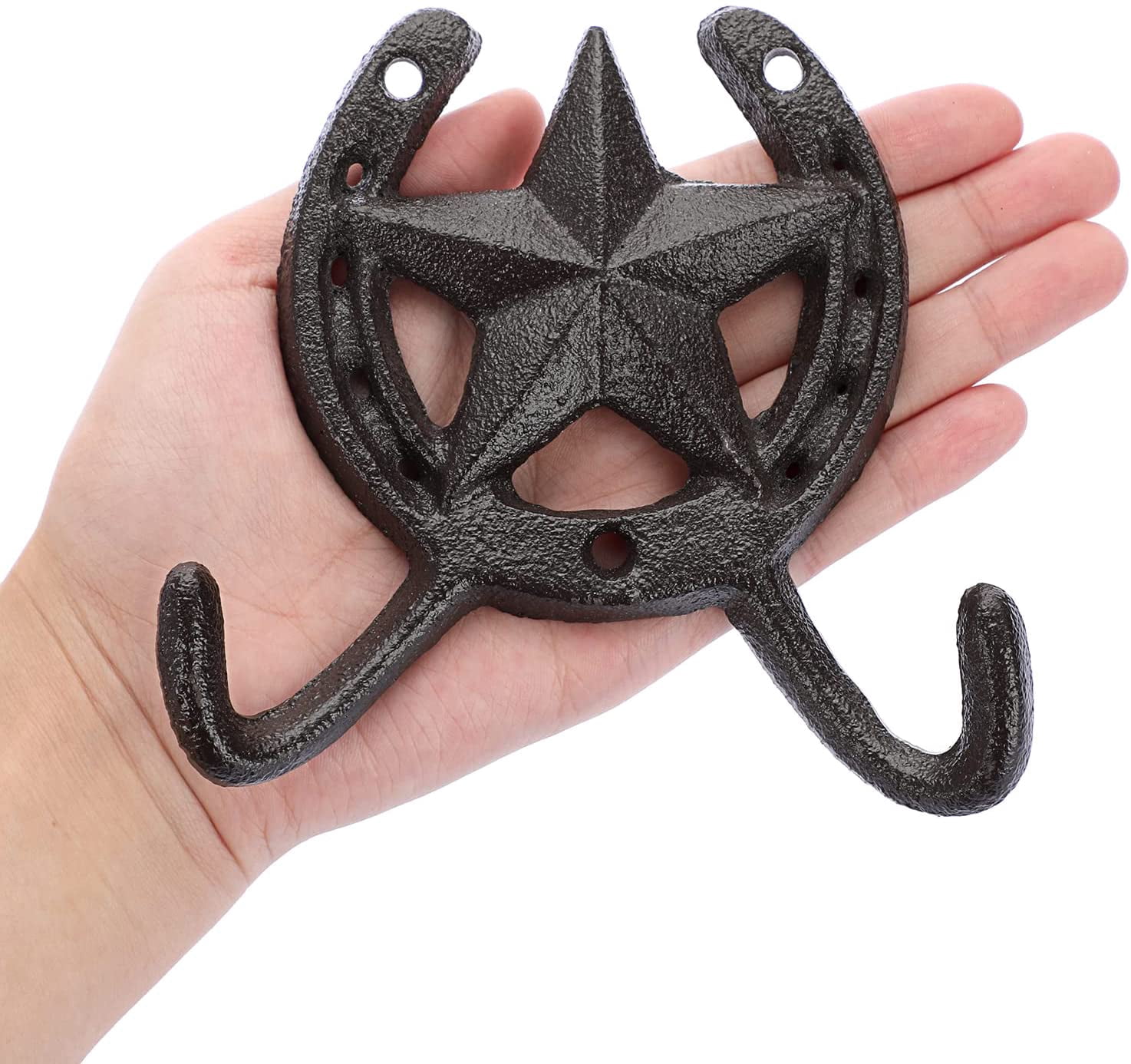 Cast Iron Rhino Wall Hook - 3 Prong Medieval Hanger For Coats & Keys | Rustic Western Farmhouse Decor, 8x7x7 Cm, Includes Hardware