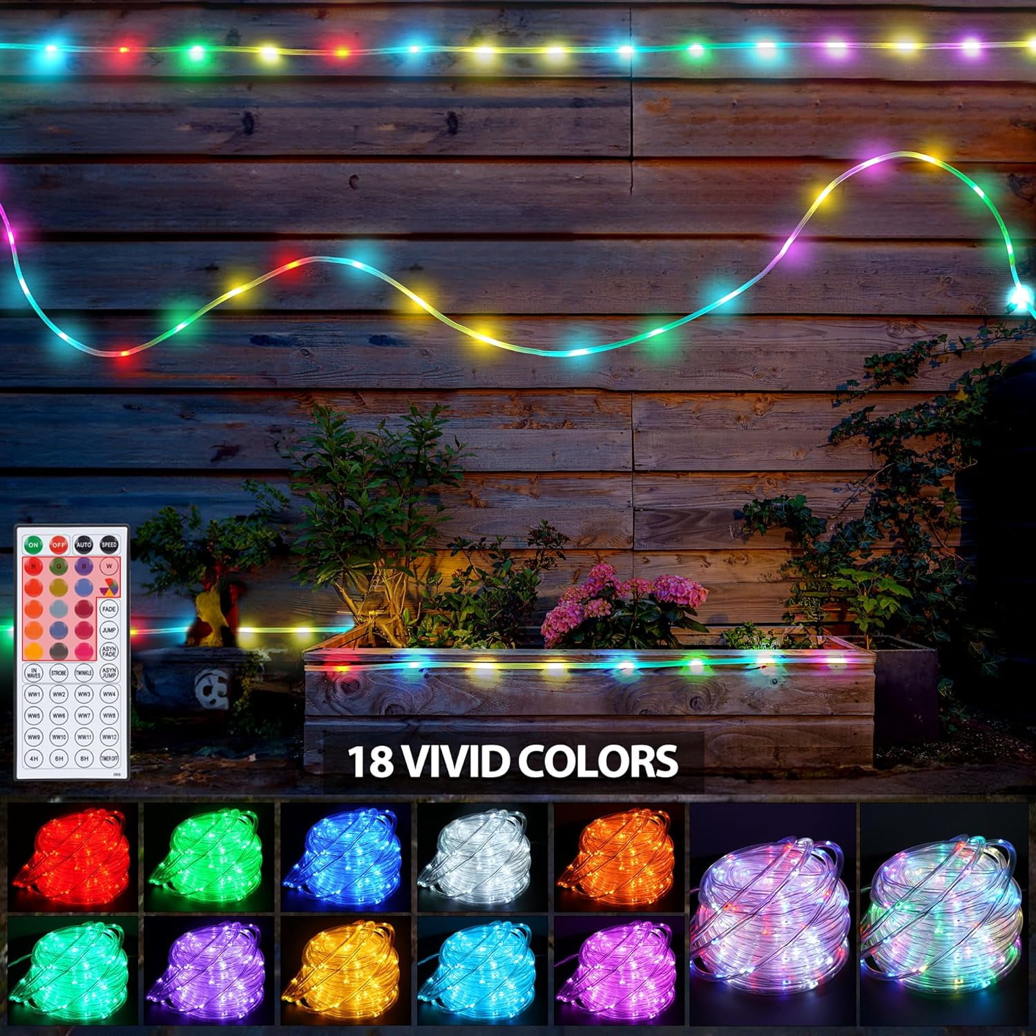 THESG-Rope Lights Outdoor Color Changing, 33ft Warm White Rope Lighting ...