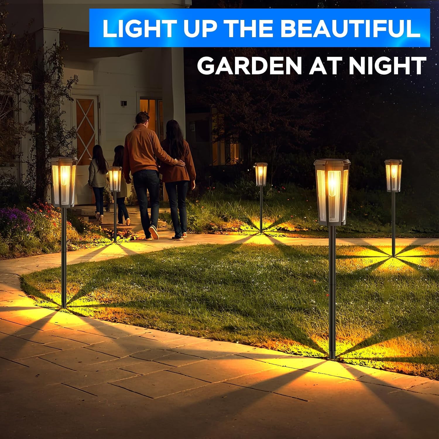 THESG-Solar Pathway Lights Outdoor 4 Pack IP65 Waterproof Solar Lights ...