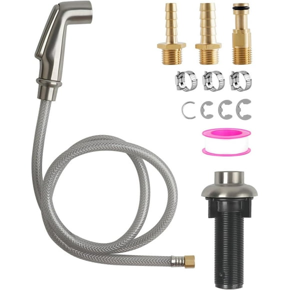 THESG-Universal Fit Kitchen Faucet Sprayer Attachment/Hose/Holder Set Compatible with Moen/Delta Faucet Sprayer Replacement, Kitchen Sink Side Sprayer Head, Brushed Nickel